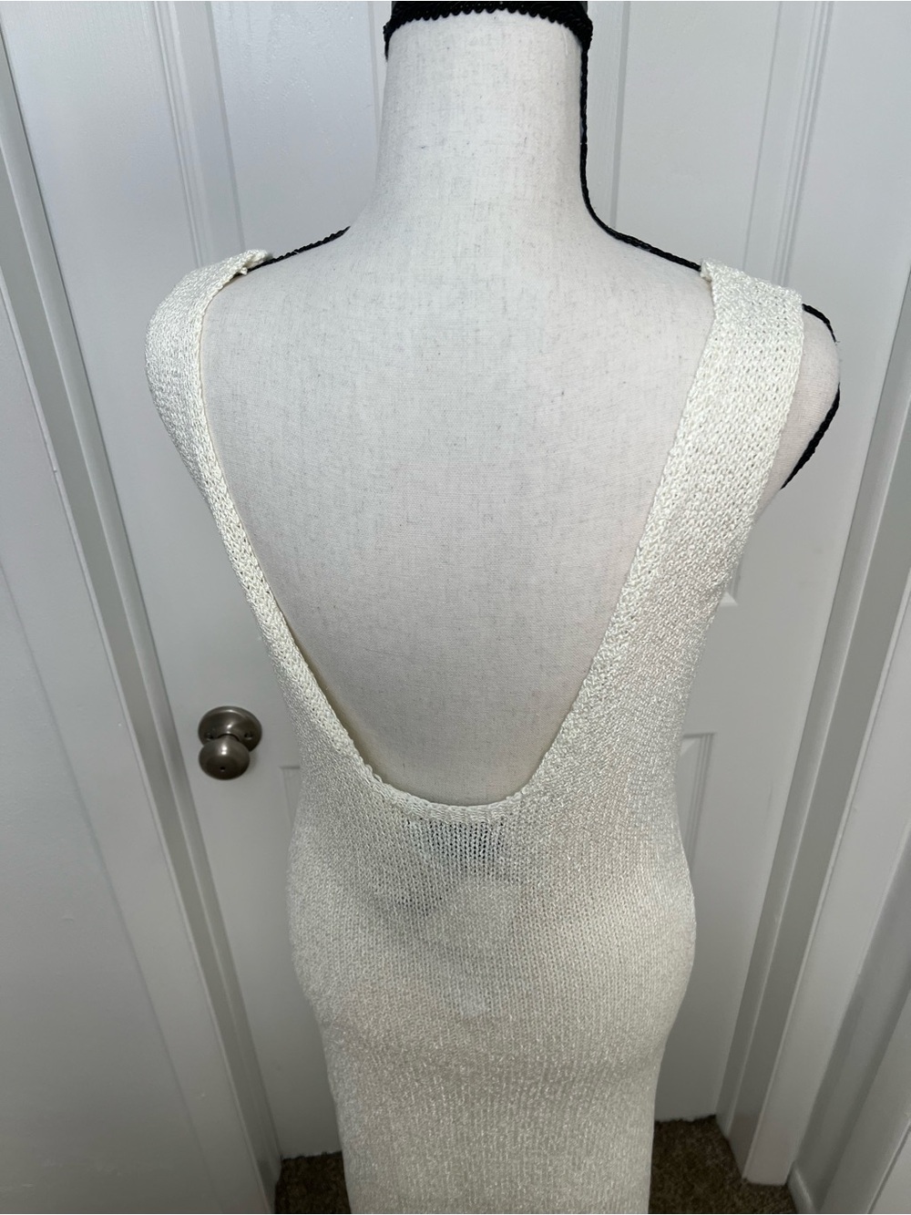ASOS Edition Ivory Knit Maxi Dress Open Back Sleeveless Size US 8 NWT - Picture 5 of 14